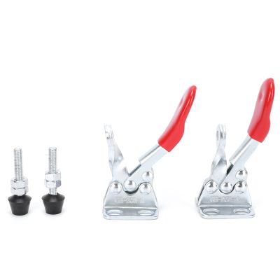2-Set Hold-Down Toggle Clamps GH-201-A, 30 kg Holding Capacity, Iron + Plastic, 6 x 3 cm