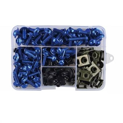 CHEFRU Motorcycle Fairing Screws Compatible with Ducati 848, Scrambler, Diavel, Monster 821/796/797/696/950, Nuts and Clip Kit (Blue)