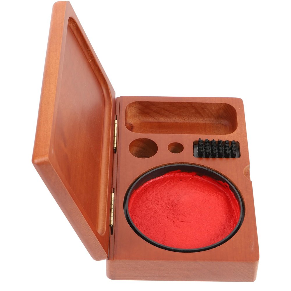 Wooden Stamp Pad Box for Seal Stamps, Portable Storage for Collectors