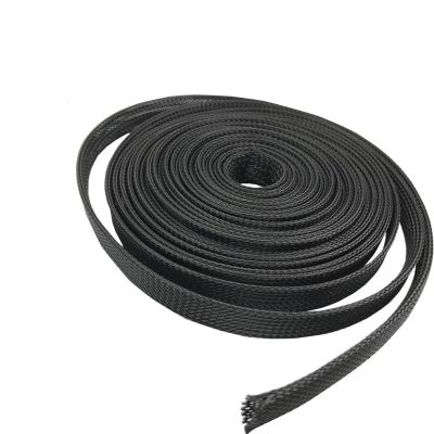 MRVAKDYDI PET Braided Cable Sleeve, 3 m × 10 mm, Black