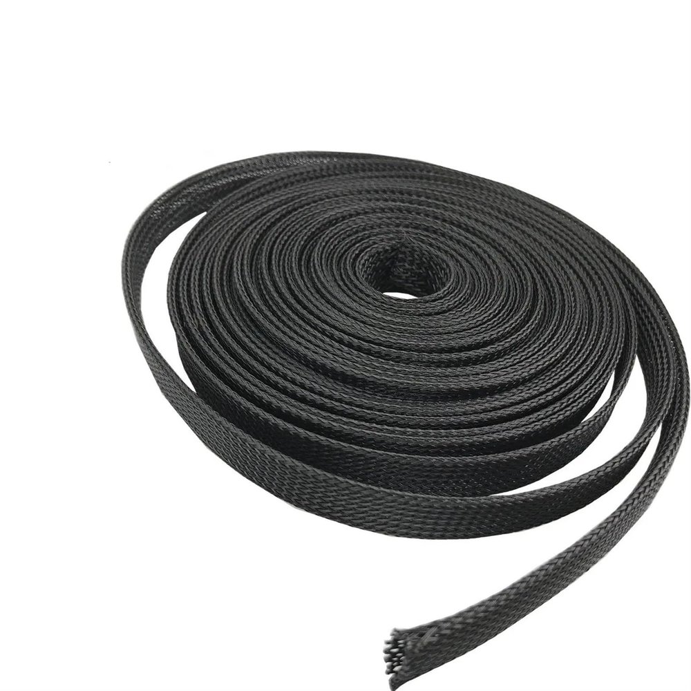MRVAKDYDI PET Braided Cable Sleeve, 3 m × 10 mm, Black