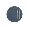Stfery Set of 6 Round Placemats, Natural PVC Leather, Blue and Yellow, Washable, 33 x 33 cm view 1