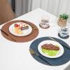 Stfery Set of 6 Round Placemats, Natural PVC Leather, Blue and Yellow, Washable, 33 x 33 cm view 3