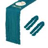sourcing map Cheesecloth Table Runner, Rustic Table Runner for Holidays, Romantic Gauze Table Decor for Weddings, Birthdays and Parties, 300 x 299 cm, Blue-Green, 2 Pieces view 1