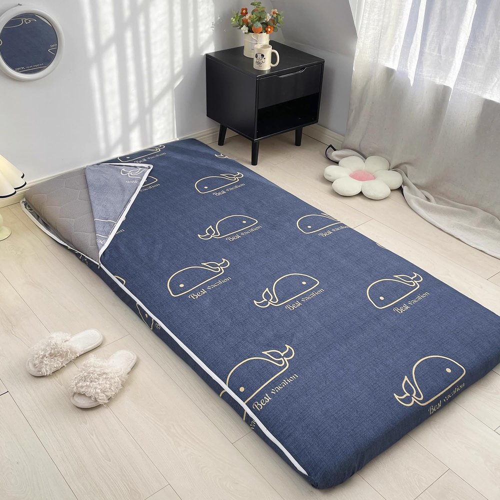 LDLCYCN C 60 x 200 cm Futon Mattress Cover, Full-Zip Japanese Floor Mattress Cover