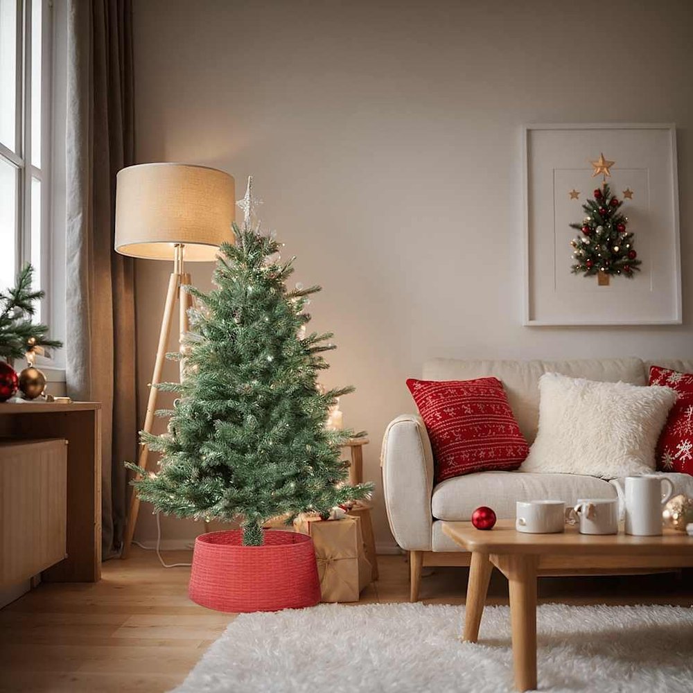 Christmas Tree Skirt, Red, 56 x 23 cm, Plastic