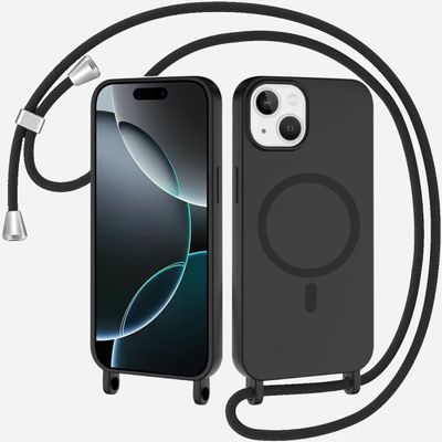 SLWYF Magnetic Phone Lanyard Case for iPhone 13 Mini, MagSafe-Compatible, Black