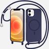 SLWYF Magnetic Phone Lanyard Case for iPhone 12 Mini, MagSafe-Compatible Silicone Case with Detachable Strap, Dark Blue view 1