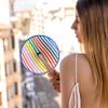 Fisura Folding Fan with Colorful Stripes, Paper Pai Pai, 3-Piece Set view 3