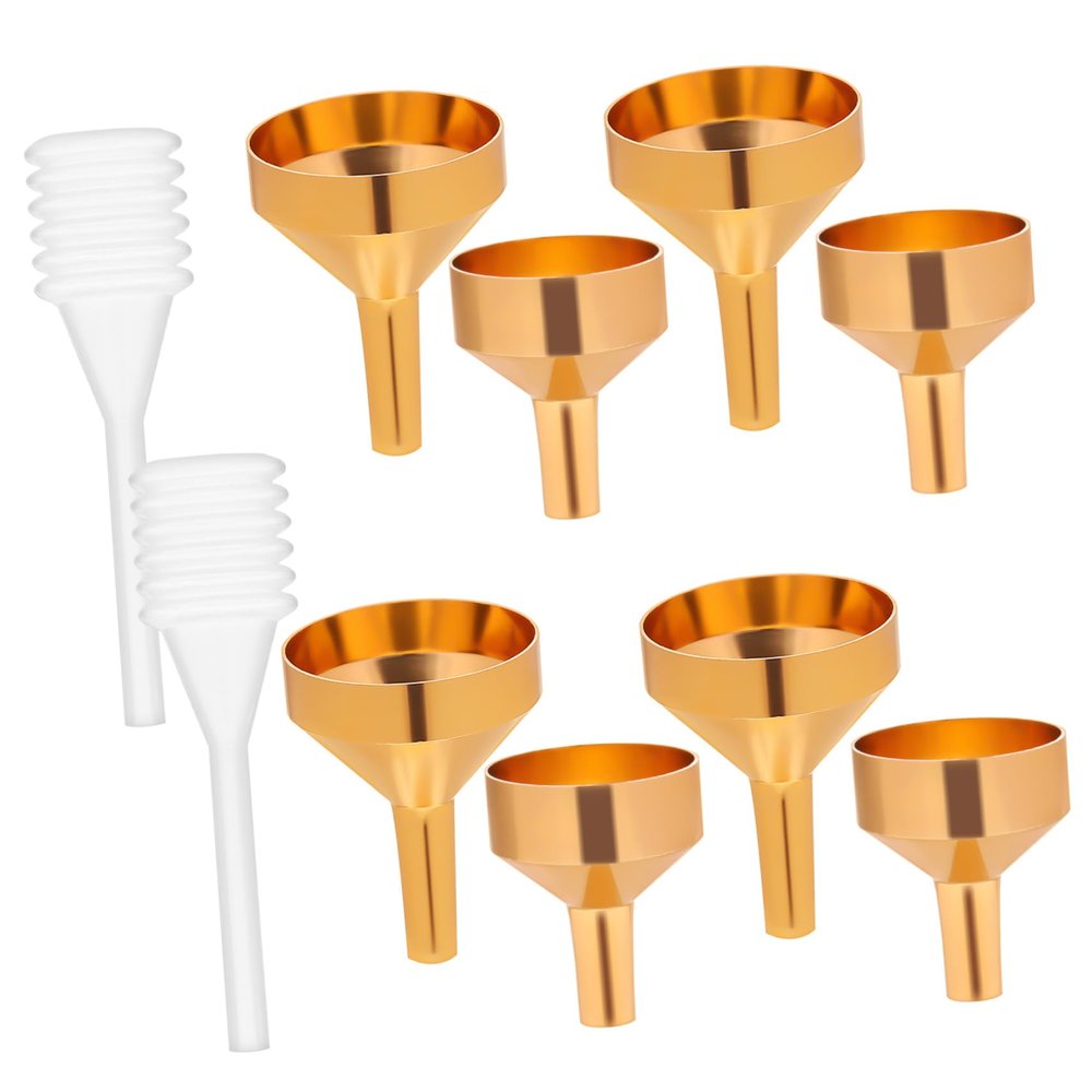 CHILDWEET 1-Set Mini Metal Funnels with Pipettes for Precise Filling of Perfume, Liquids, and Craft Materials into Narrow Openings