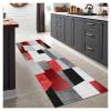 Hallway Runner Rug, 50 x 250 cm, Red Geometric Pattern view 4