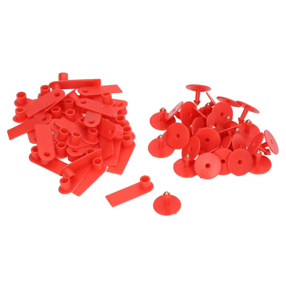 Blank Livestock Ear Tags – Handwriteable, Non-Shedding, Red, 100-Pack
