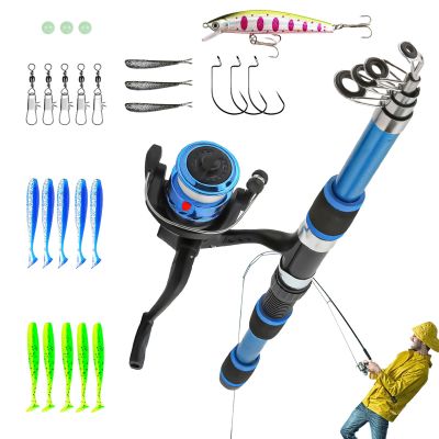 Acunny Kids Fishing Rod and Reel Combo, Portable Retractable Fishing Set