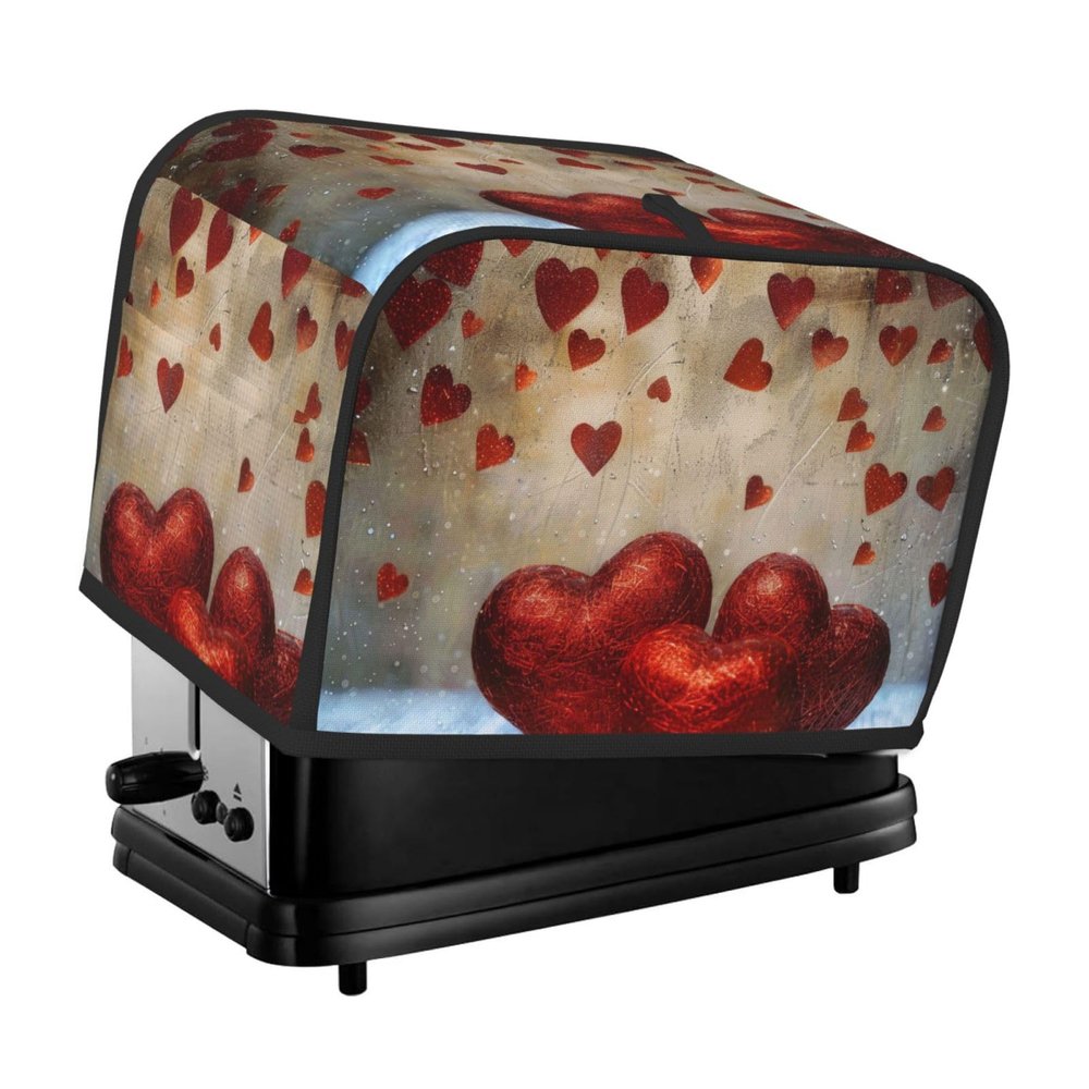 2-Slice Toaster Cover with Red Hearts