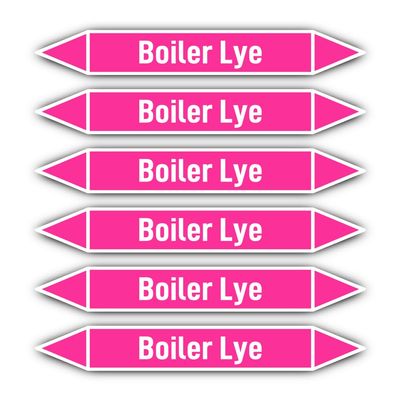 Sticker: 200 x 30 mm, 6 pcs. - Group 7 - Lyes - Pipeline Identification - per DIN 2403 - Language: English - Boiler Lye