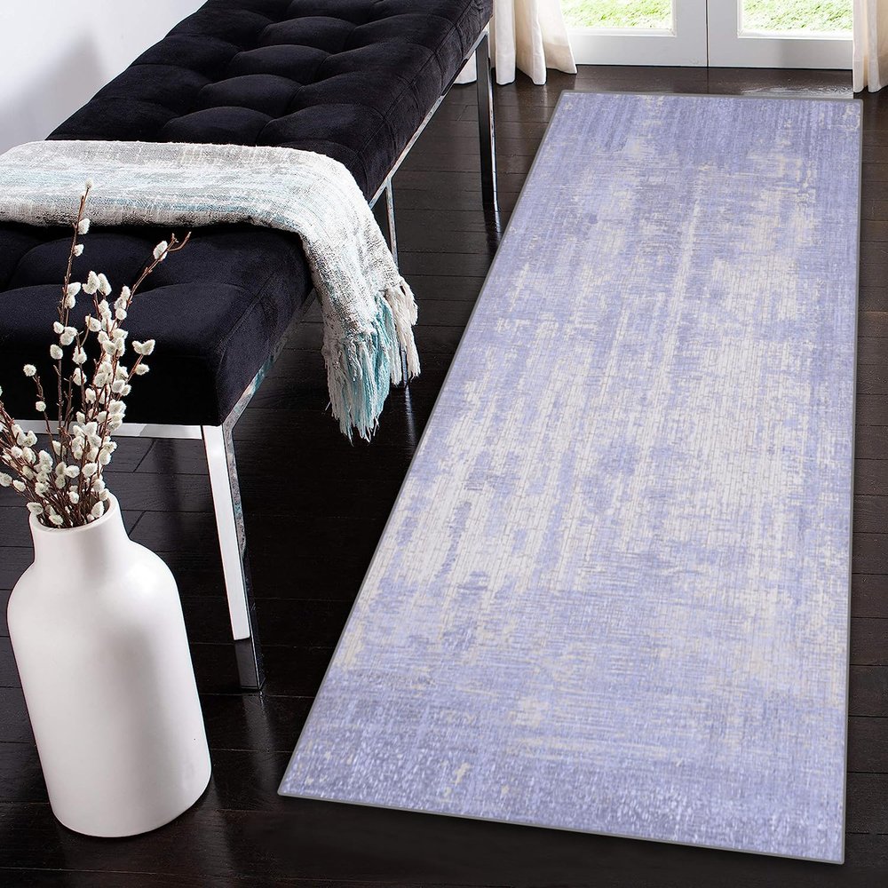 Siunwdiy Extra-Long Purple Hallway Runner Rug, 50 x 360 cm
