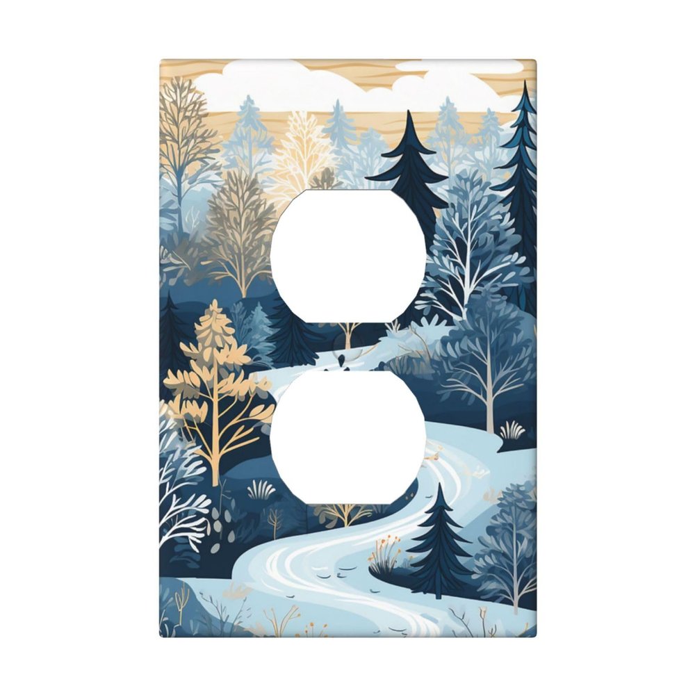 Light Switch Cover, Winter Tree Decorative Outlet Wall Plates for Bedroom, Bathroom, Kitchen, Duplex
