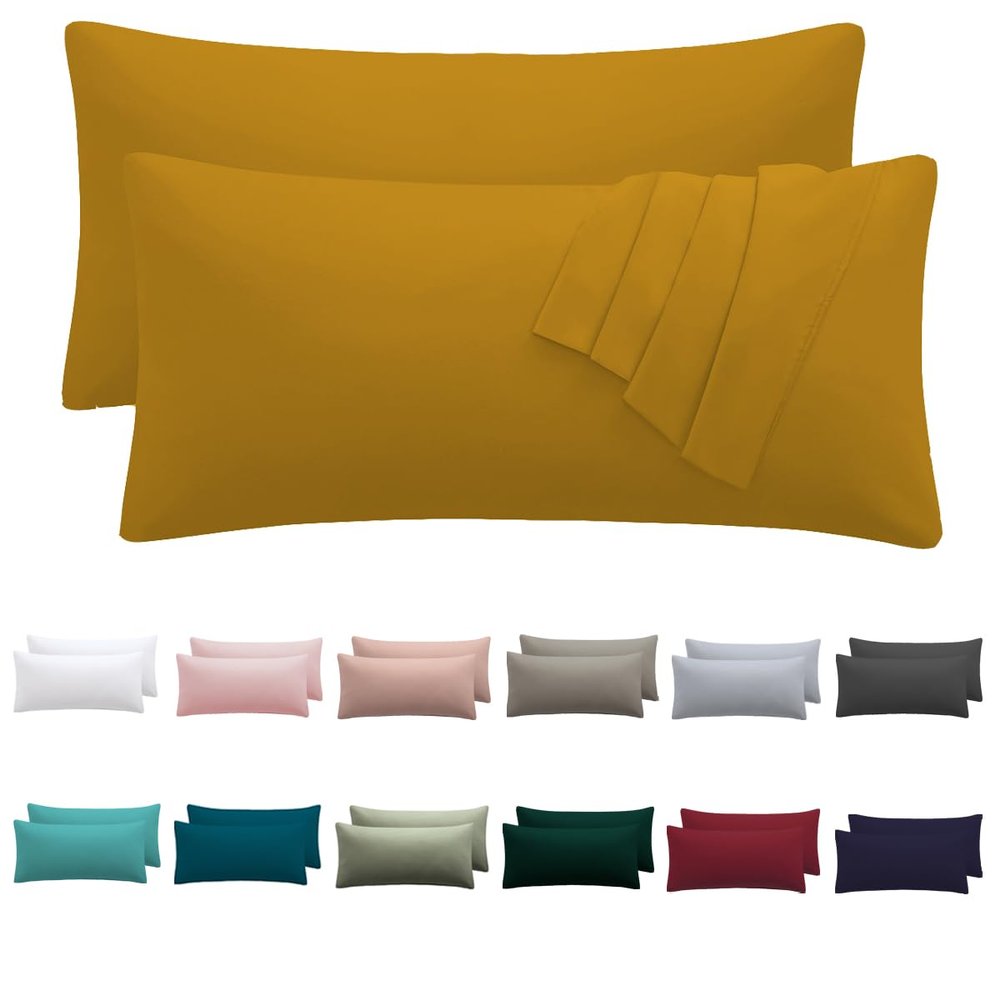 Nesture Pillowcases 40 x 70 cm, 2-Pack, Yellow, 100% Microfiber