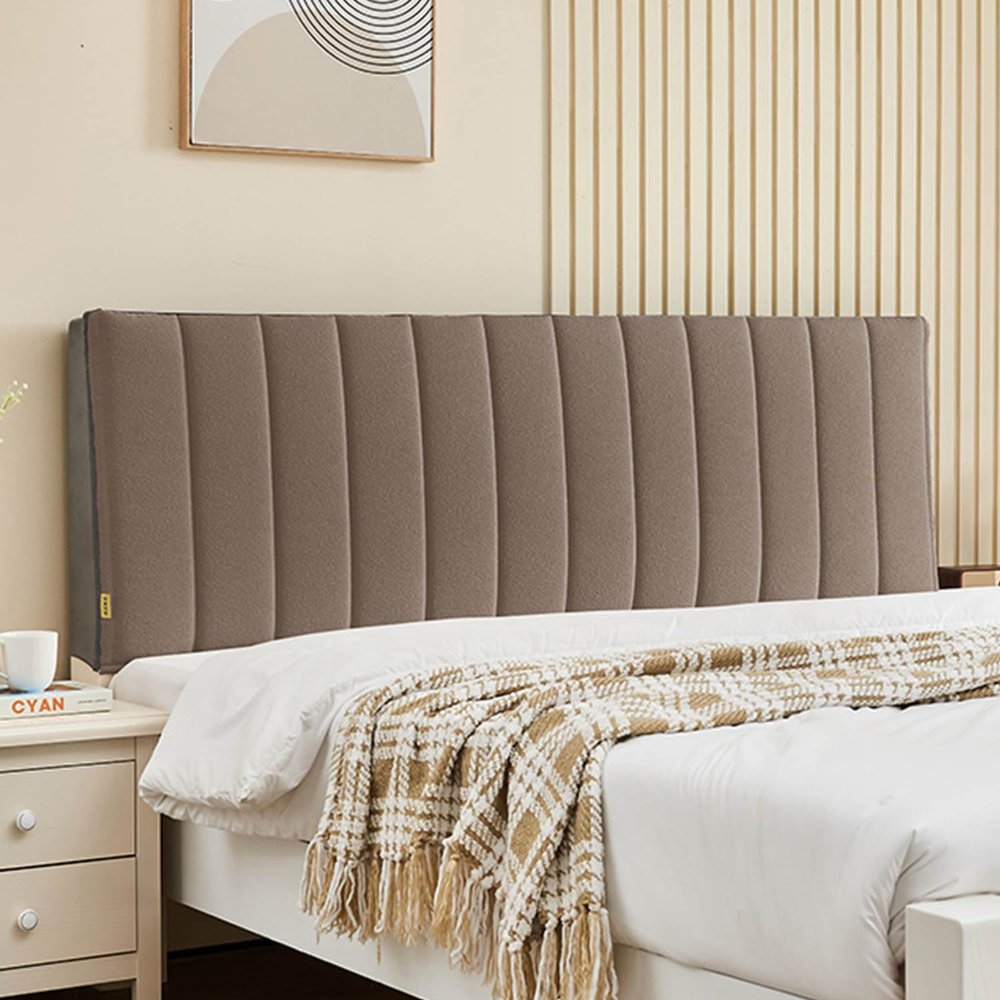 LZTET Bed Headboard Cover, Stretch Velvet, Coffee, 150 × 60 × 3 cm