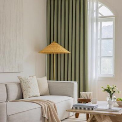Tolldek 2-Piece Chenille Jacquard Blackout Curtain Set, Green, 107 x 160 cm