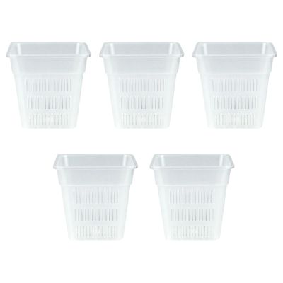 Transparent Square Orchid Pots, Set of 5, Breathable PP, 12 x 11 x 11.4 cm