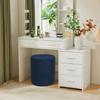 Small Stretch Round Ottoman Cover, Beige, Dia. 33 x H 35 cm view 2