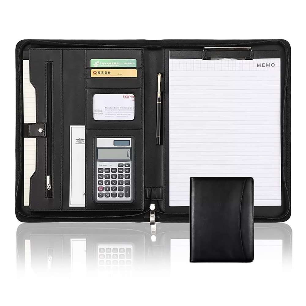 MYRDBT A4 Padfolio, Premium Vegan Leather Business Portfolio with Zipper