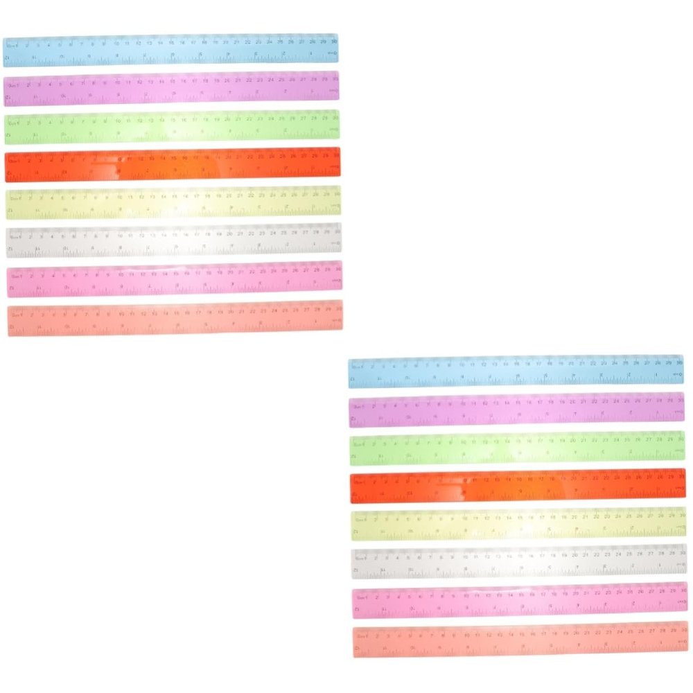 iplusmile 16-Piece Colorful Plastic Ruler Set, 12-Inch Measuring Rulers for School, Office, and Creative Projects