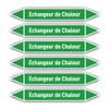 Stickers: 200 x 30 mm, 6 pcs. – Group 1 – Water – Pipe Identification – DIN 2403 – French – Heat Exchanger view 1