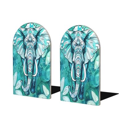Mexpekil Decorative Wooden Bookends, Non-Slip, Blue-Green/Turquoise, 2-Pack