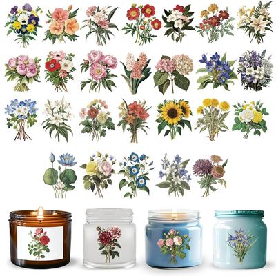 GOMAKERER 10-Sheet UV DTF Cup Wrap Transfer Stickers, Botanical Floral Waterproof Decals for Cups and DIY Bottles