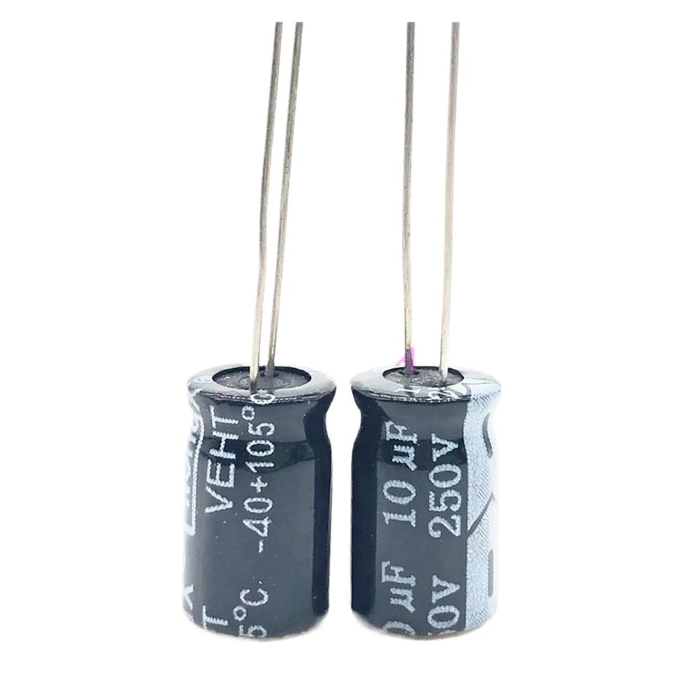 DSZUJTYROP 50-Piece Lot S74 250 V 10 µF Aluminum Electrolytic Capacitors, 8 × 12, 10 µF ±20%