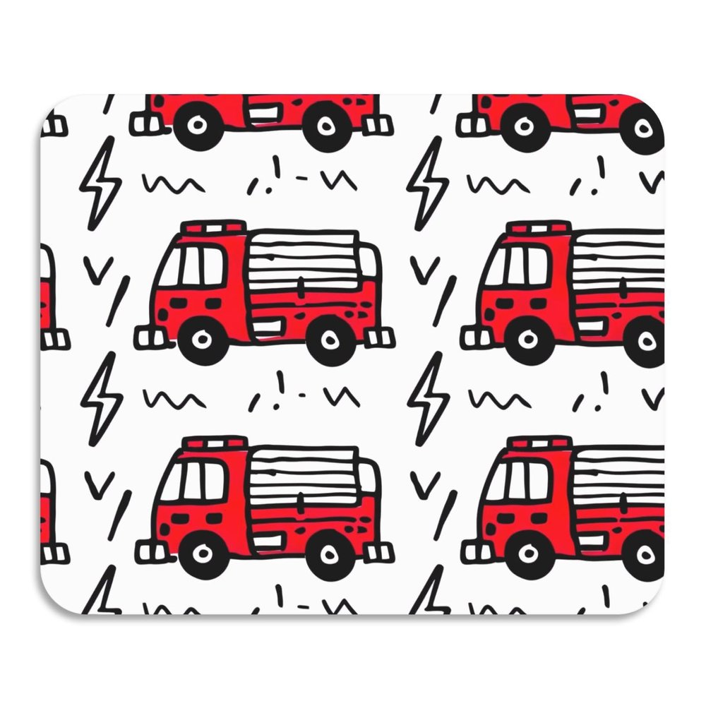 Fire Truck Dish Drying Mat, Easy-Clean, 59.9 x 50 cm, Red