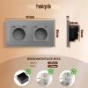 BSEED Flush-Mount Wall Outlet with 2 USB-C Ports, 16A 250V, Gray view 2