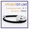 Aqxypas 72T/24T 3:1 HTD 3M Timing Pulley Set, 15 mm Belt, 10 mm/6.35 mm Bore view 2