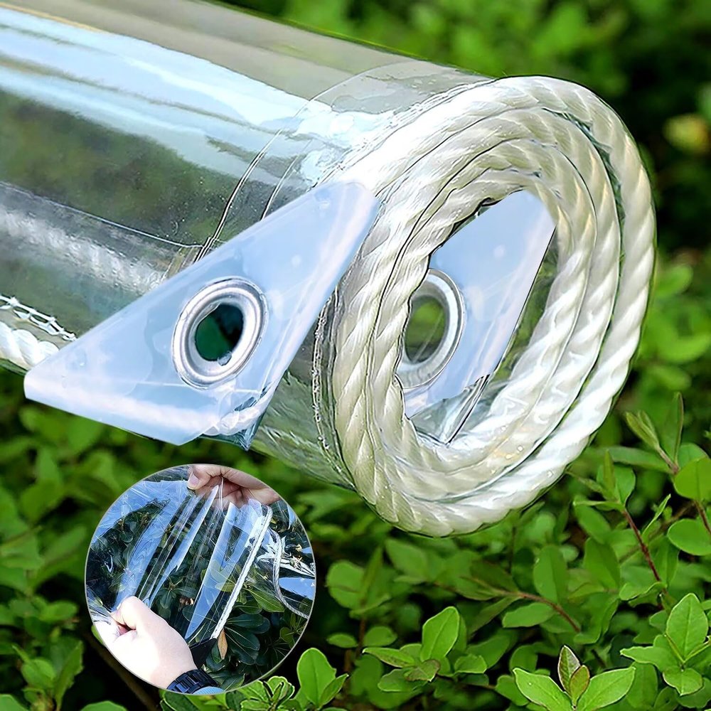 Transparent, Tear-Resistant Waterproof PVC Tarp, 500 g/m, 0.35 mm Thick