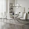Home Detail Faux Leather Dining Chairs with Chrome or Black Metal Legs (White, Silver Legs, 6 Chairs) view 2