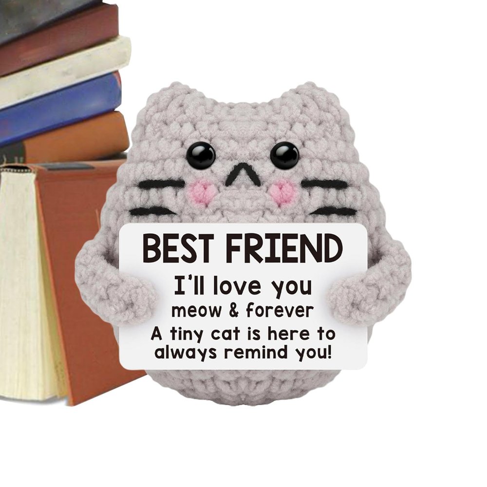 Inspirational Crochet Cat, Cute Funny Sewn Kitty for Stress Relief