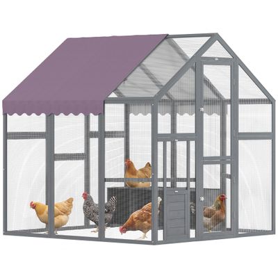 PawHut Chicken Run, 3.07 x 1.7 x 1.8 x 1.8 m, Wooden, Gray