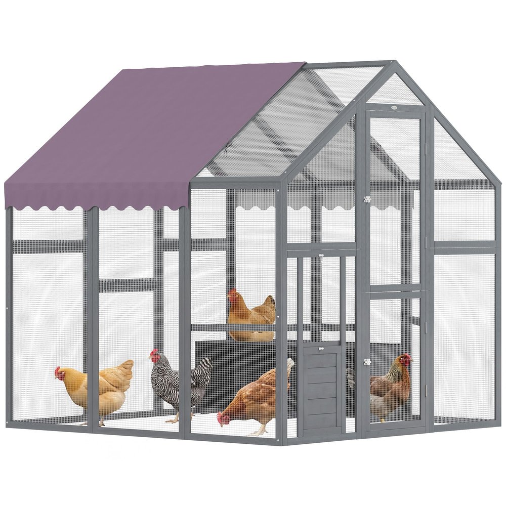 PawHut Chicken Run, 3.07 x 1.7 x 1.8 x 1.8 m, Wooden, Gray