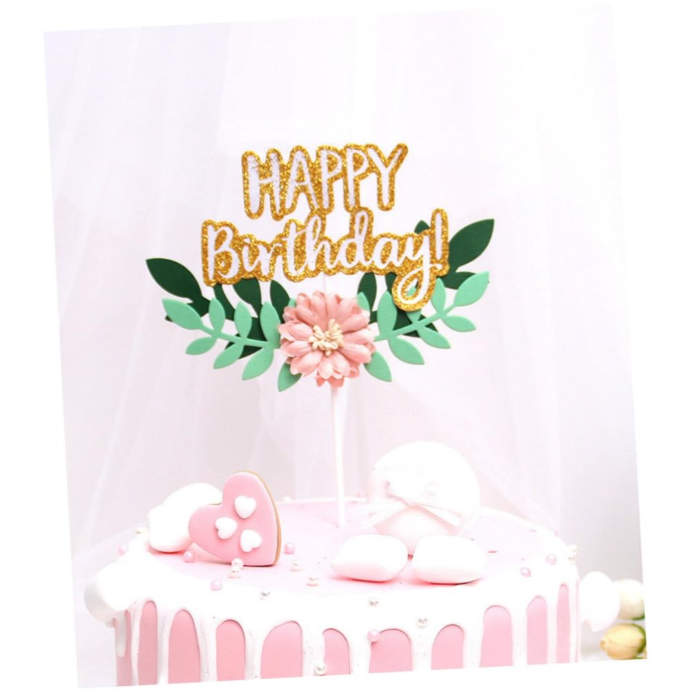 Christmas Party Cake Insert Cards, 4-Piece Paper Set with Sticks