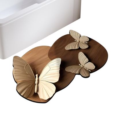 Floor Mat with Butterfly Motif, Realistic Butterfly Design