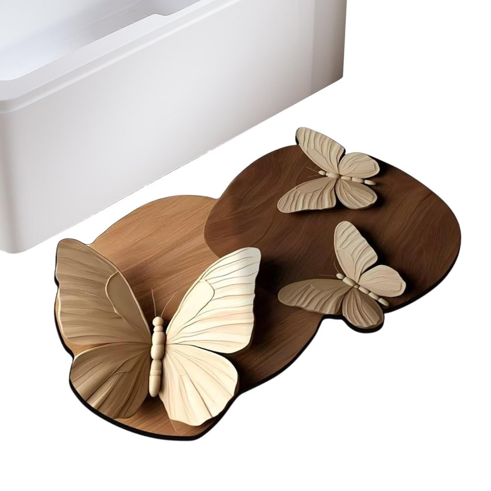 Floor Mat with Butterfly Motif, Realistic Butterfly Design