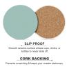 Mateju Solid-Color Round Ceramic Coasters with Cork Base, Washable and Reusable, Aqua, 6-Piece Set view 2