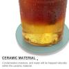 Mateju Solid-Color Round Ceramic Coasters with Cork Base, Washable and Reusable, Aqua, 6-Piece Set view 3
