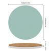 Mateju Solid-Color Round Ceramic Coasters with Cork Base, Washable and Reusable, Aqua, 6-Piece Set view 4