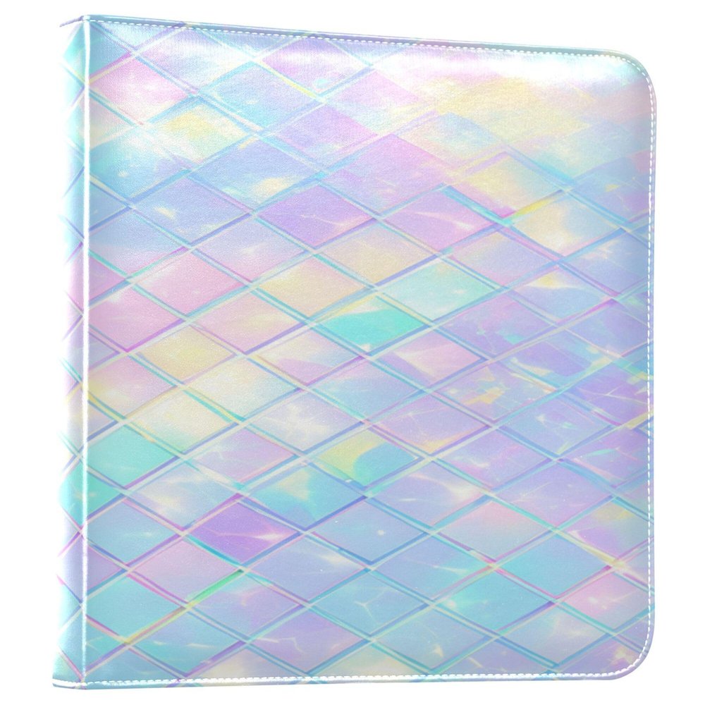 Photo Album Binder with Self-Adhesive Pages, Shimmering Rainbow Scale Design