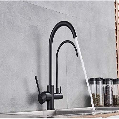 Black Kitchen Faucet with Two Swiveling Spouts