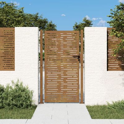 Myheimly Corten Steel Garden Gate, Square Design, Lockable, 105 x 180 cm