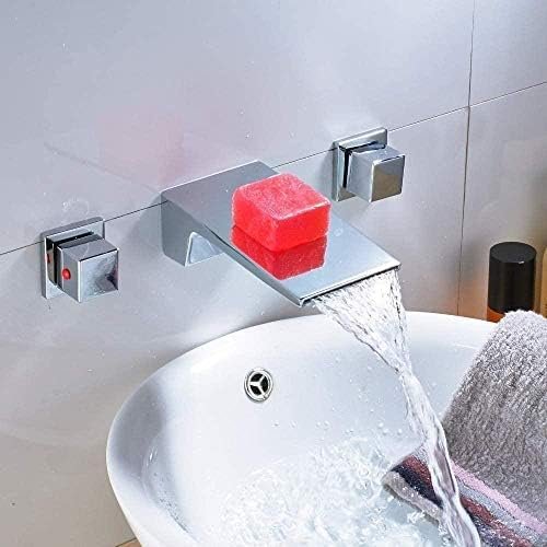 Kitchen Faucet, Handcrafted Sink Faucet with Square Handle, Deck-Mount Mixer, Chrome Finish